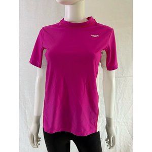 Speedo T-Shirt Top Swim UPF 50+ Protection Pink White Short Sleeves Size XL